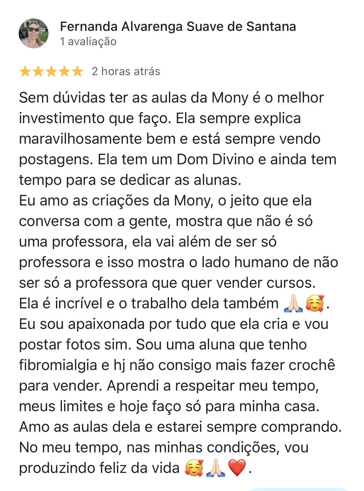 Avaliação original de aluna do Ateliê da Mony, imagem 11